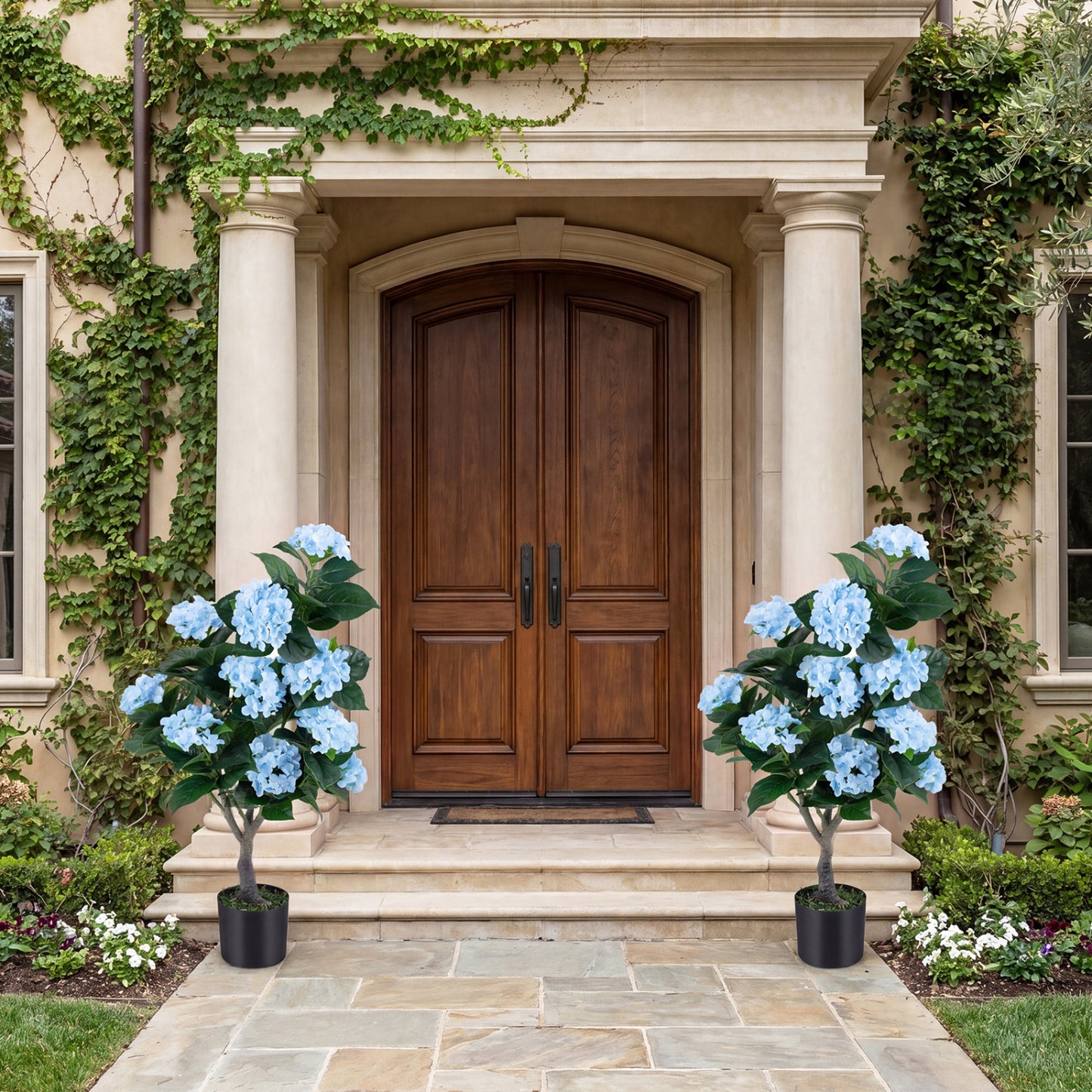 43.5" Artificial Hydrangea Tree, 2 Pack, Blue Faux Plants at Gallery Canada