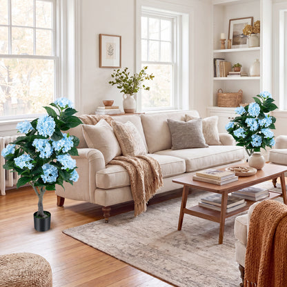 43.5" Artificial Hydrangea Tree, 2 Pack, Blue Faux Plants at Gallery Canada