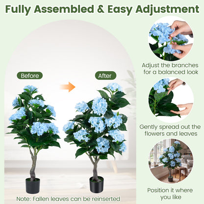 43.5" Artificial Hydrangea Tree, 2 Pack, Blue Faux Plants at Gallery Canada