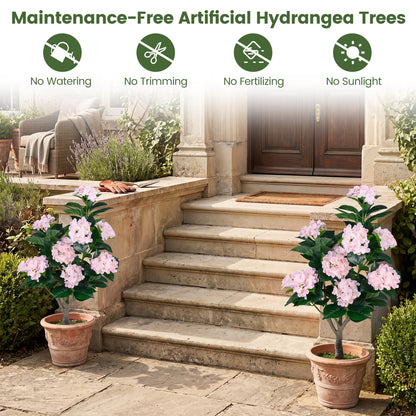 Artificial Hydrangea Tree 2 Pack, Pink, 43.5" Faux Plants at Gallery Canada