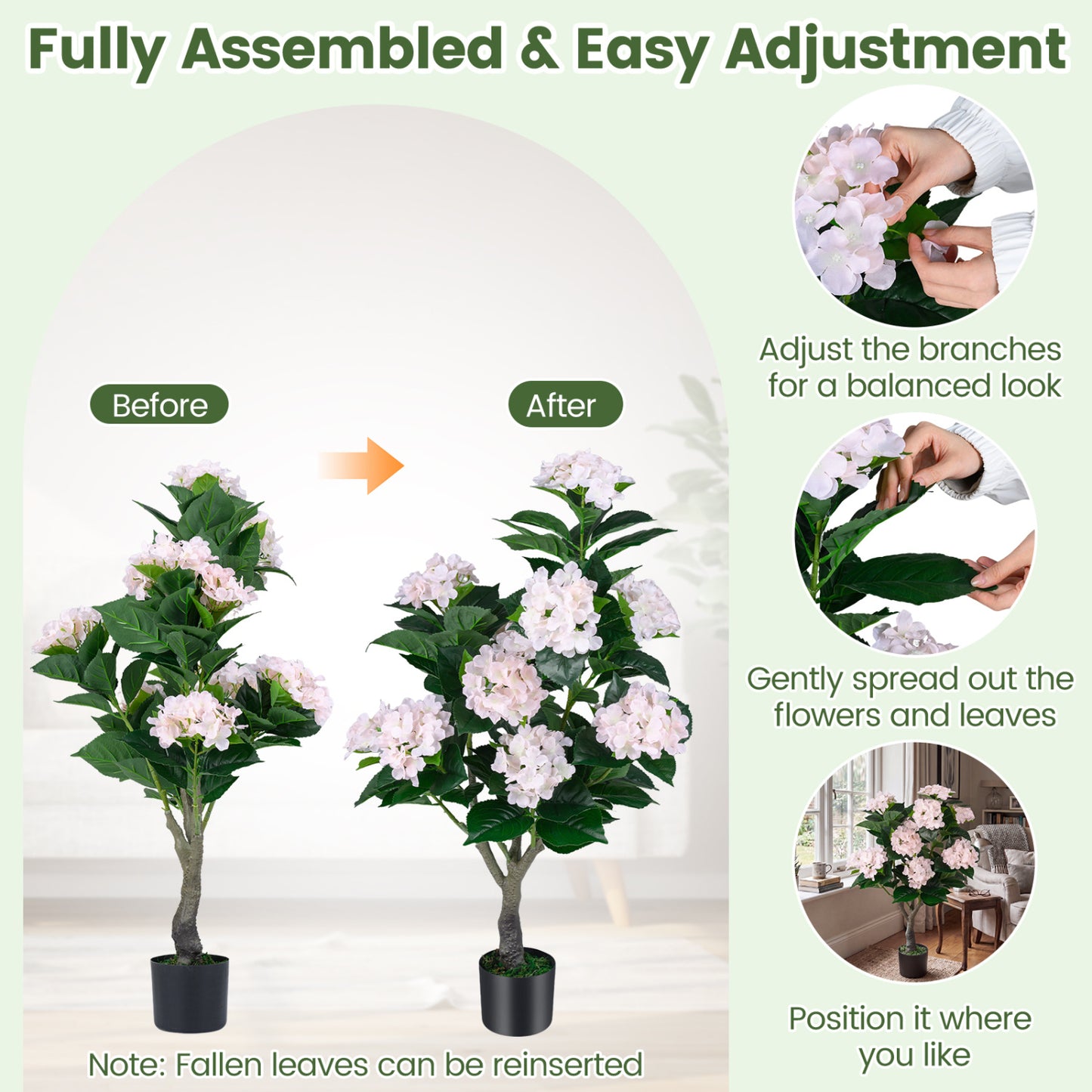 Artificial Hydrangea Tree 2 Pack, Pink, 43.5" Faux Plants at Gallery Canada