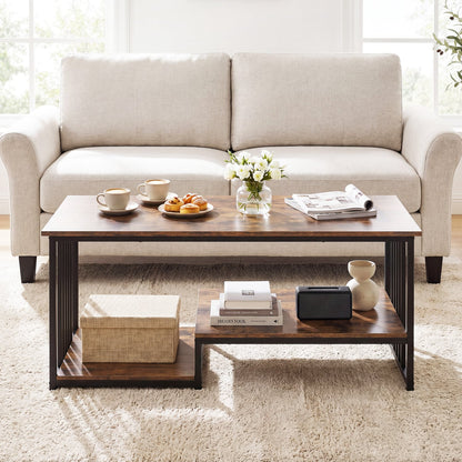 43.5" Coffee Table 2-Tier Open Shelf, Rustic Brown Coffee Tables at Gallery Canada