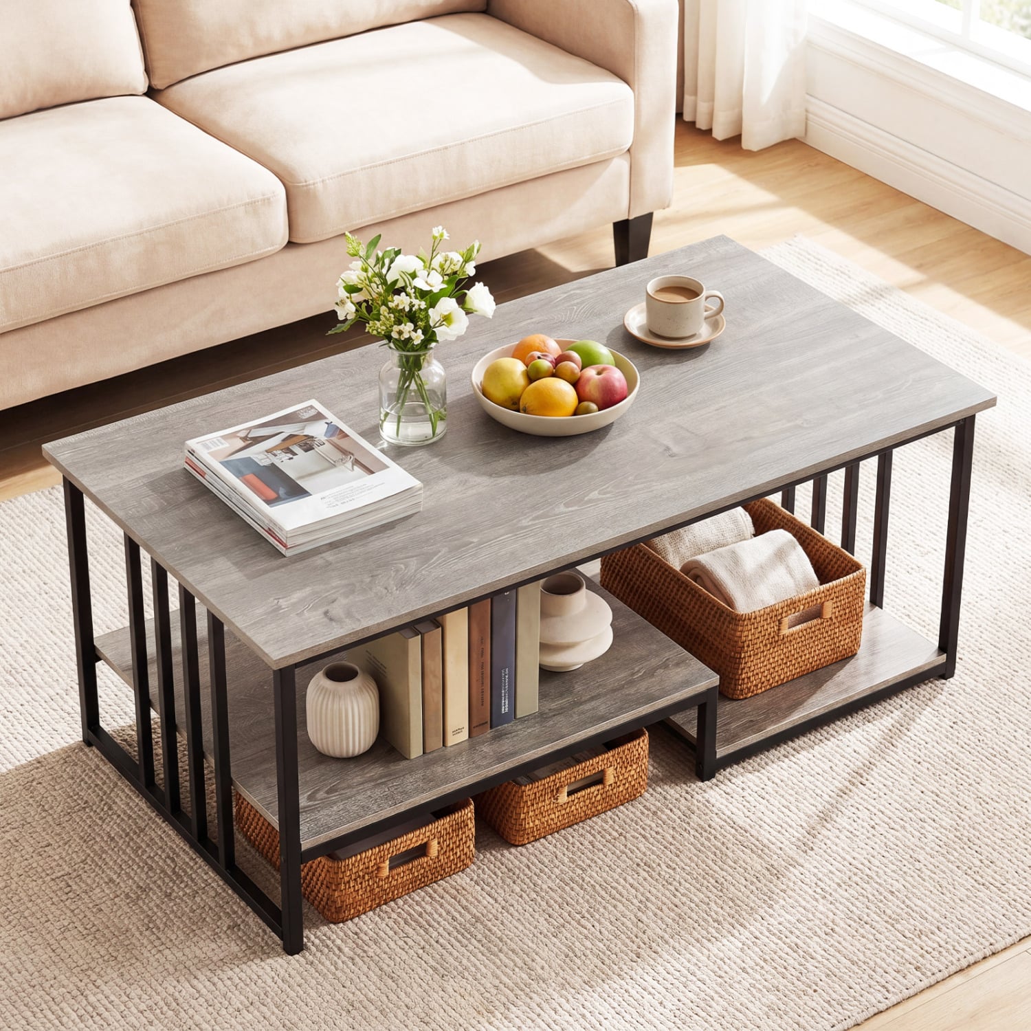 Coffee Table, 2-Tier With Open Storage Shelf, Oak Coffee Tables at Gallery Canada