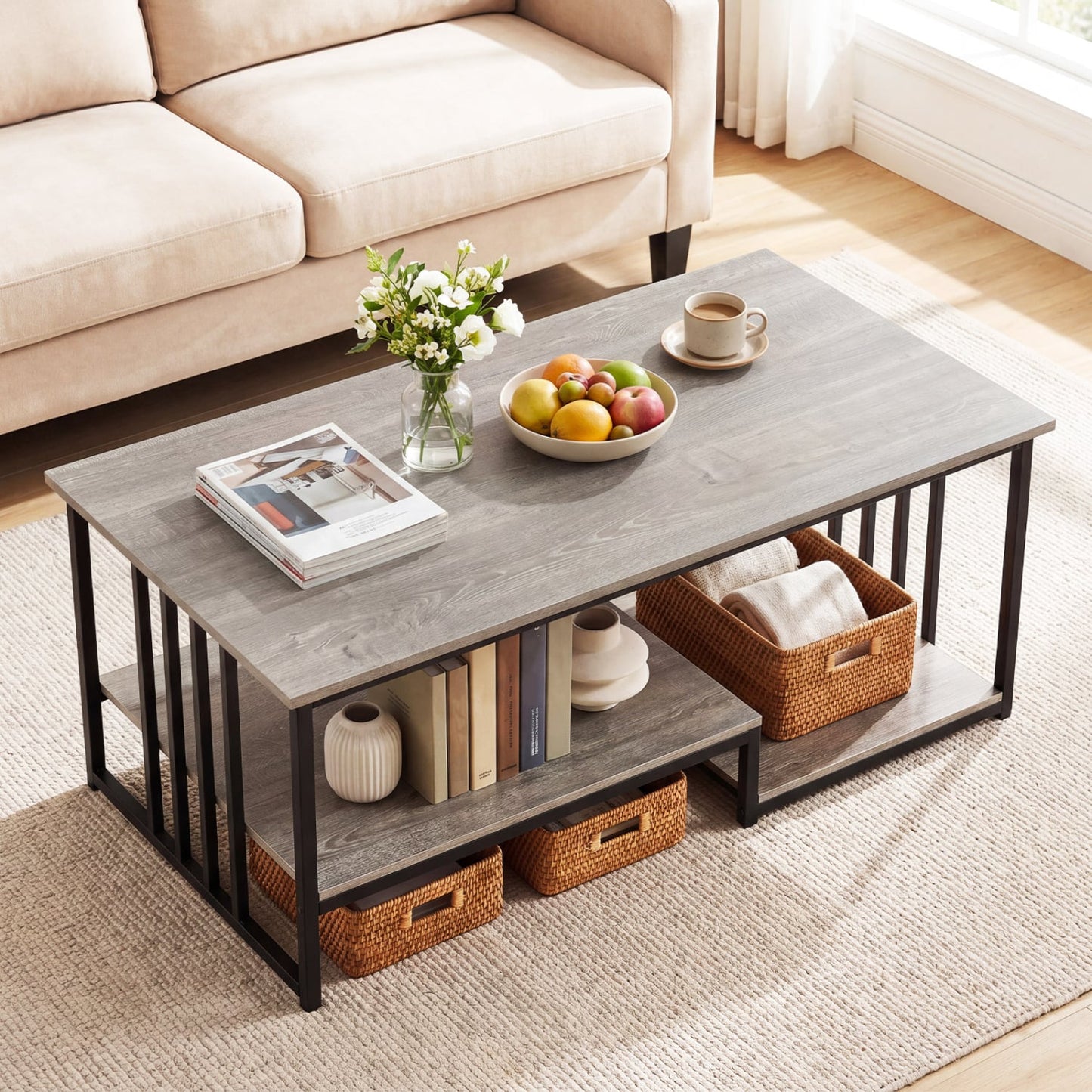 Coffee Table, 2-Tier With Open Storage Shelf, Oak Coffee Tables at Gallery Canada