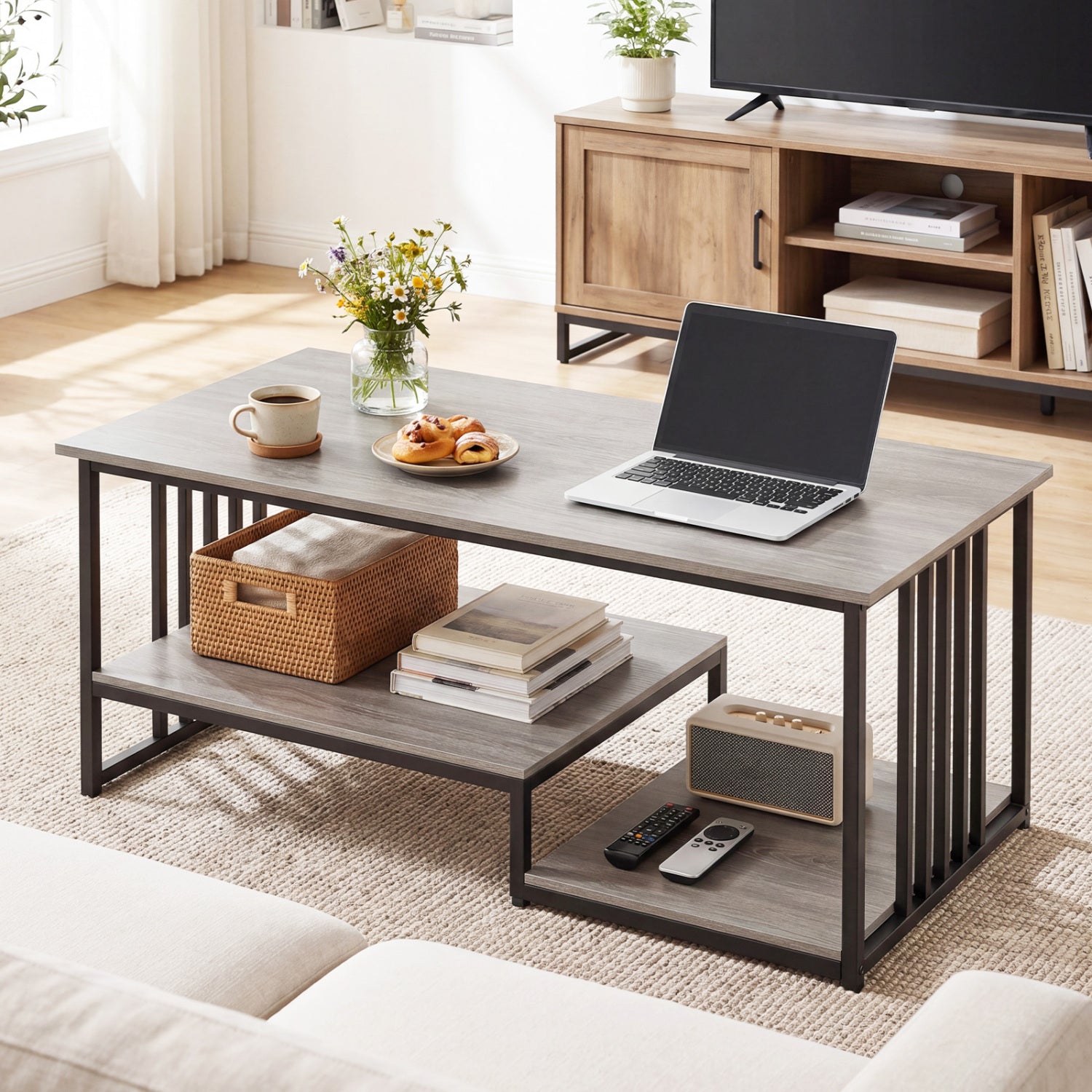 Coffee Table, 2-Tier With Open Storage Shelf, Oak Coffee Tables at Gallery Canada