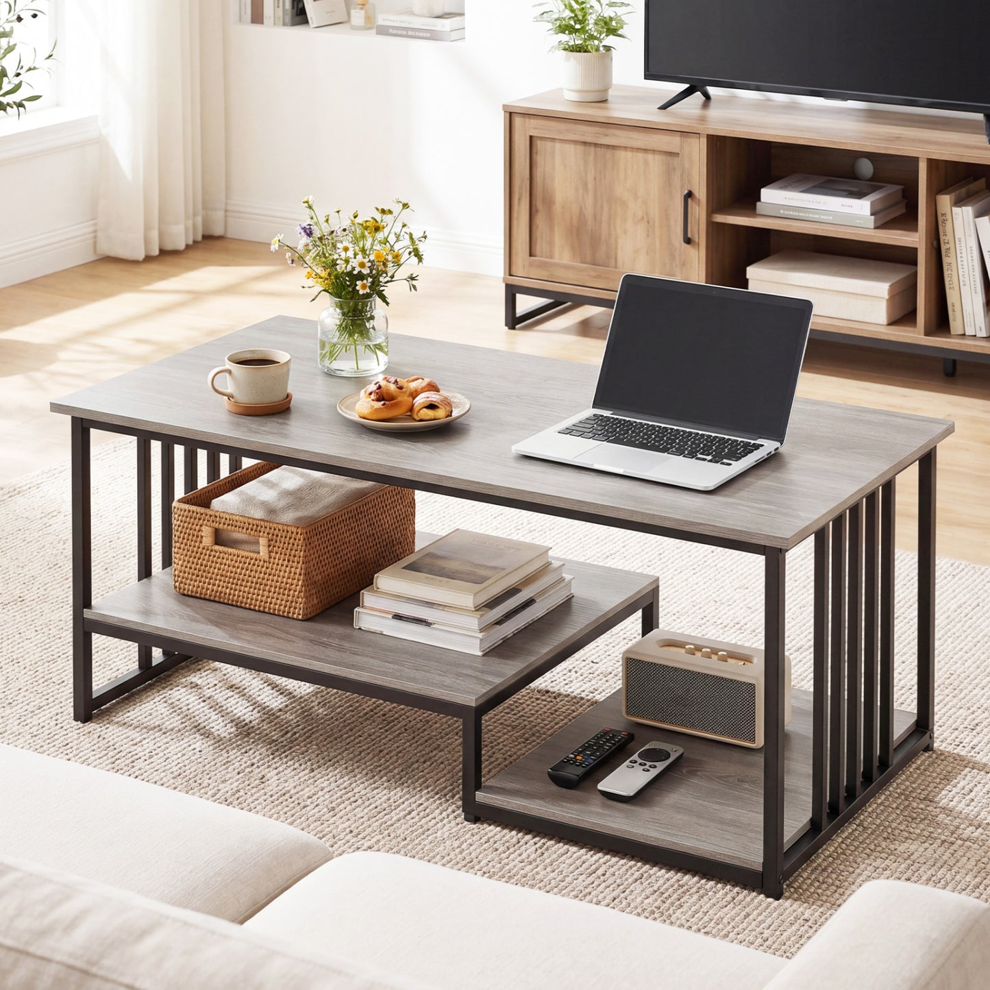 Coffee Table, 2-Tier With Open Storage Shelf, Oak Coffee Tables at Gallery Canada