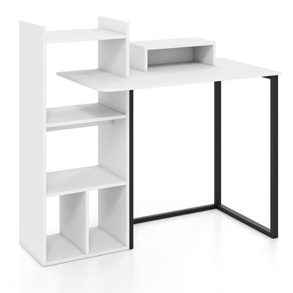 43.5" Computer Desk With Charging Station, Ergonomic Monitor Stand, White Computer Desks at Gallery Canada