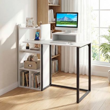 43.5" Computer Desk With Charging Station, Ergonomic Monitor Stand, White Computer Desks at Gallery Canada