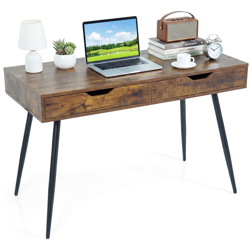 43.5 Inch Computer Desk, 2 Drawers, Walnut