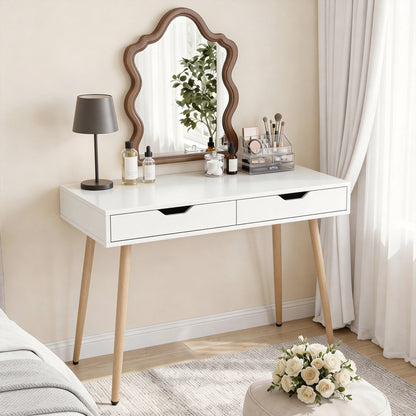 43.5 Inch Computer Desk With 2 Drawers, White Computer Desks at Gallery Canada