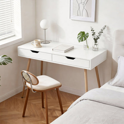 43.5 Inch Computer Desk With 2 Drawers, White Computer Desks at Gallery Canada