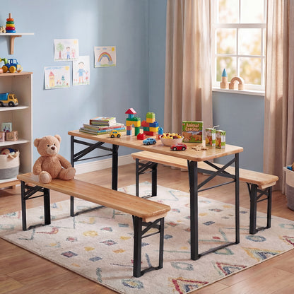 43.5 Inch Folding Kids Picnic Table And Bench Set, Black Kids Table & Chair Sets at Gallery Canada