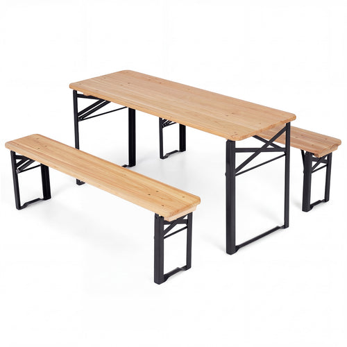 43.5 Inch Folding Kids Picnic Table And Bench Set, Black