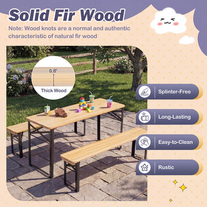 43.5 Inch Folding Kids Picnic Table And Bench Set, Black Kids Table & Chair Sets at Gallery Canada