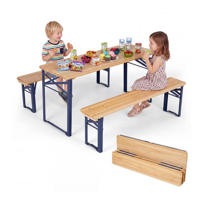 43.5 Inch Folding Kids Picnic Table, Bench Set, Wooden Toddler Table, Navy Kids Table & Chair Sets at Gallery Canada
