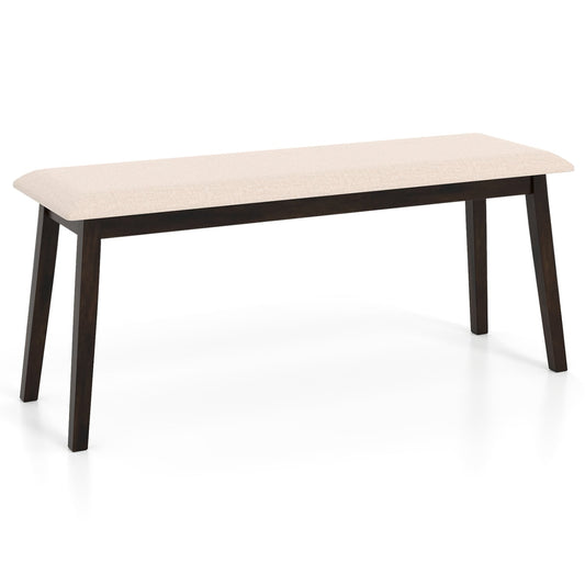 43.5 Inch Upholstered Entryway Bench, Rubber Wood Frame, Beige Shoe Racks & Storage Benches Beige at Gallery Canada