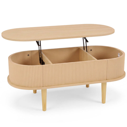 43.5" Oval Lift Top Coffee Table with Storage, Natural Coffee Tables Natural at Gallery Canada