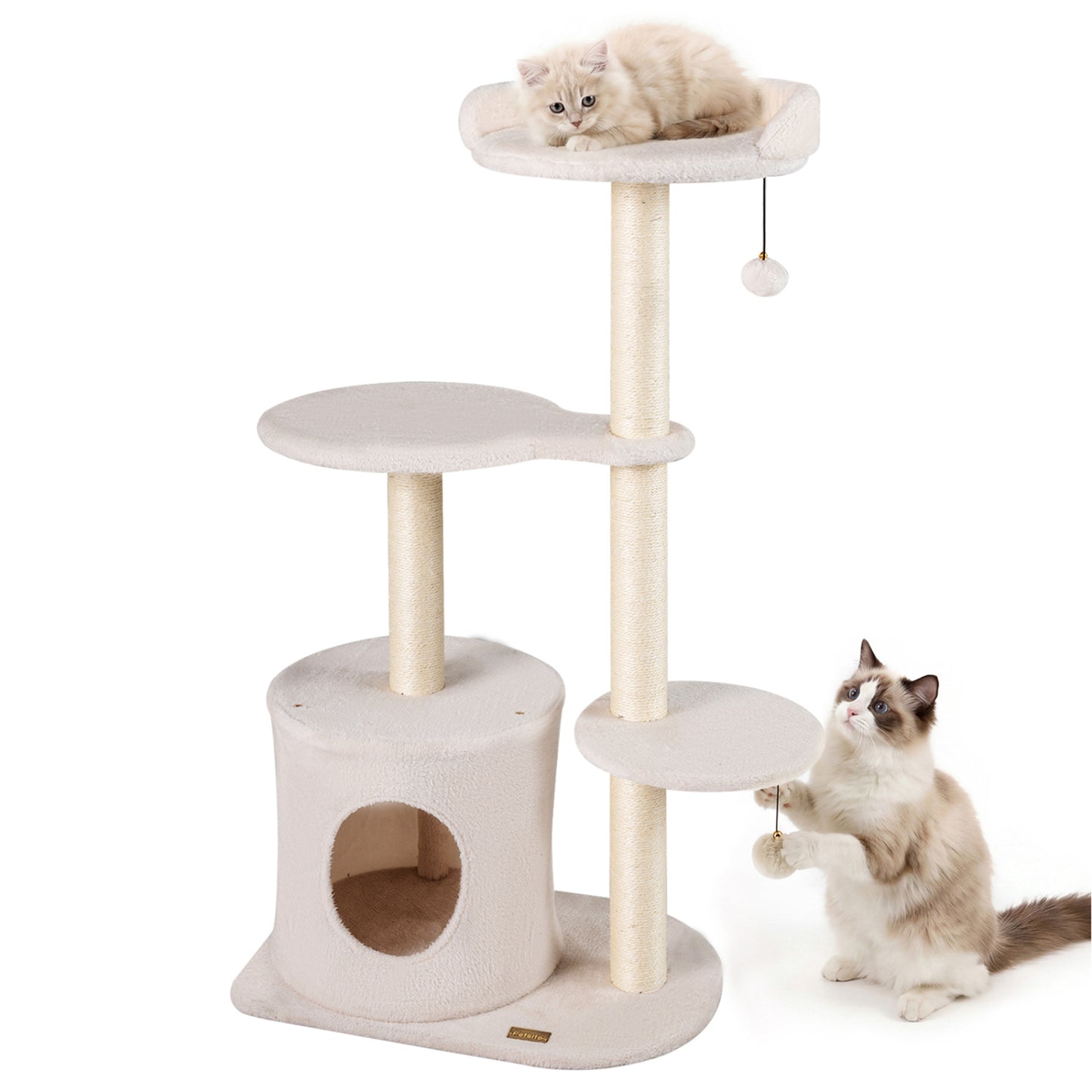 43" Cat Tree for Indoor Cats with Comfy Plush Perches and Sisal Scratching Posts, Beige Cat Trees Condos & Scratchers at Gallery Canada