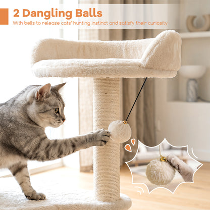 43" Cat Tree for Indoor Cats with Comfy Plush Perches and Sisal Scratching Posts, Beige Cat Trees Condos & Scratchers at Gallery Canada