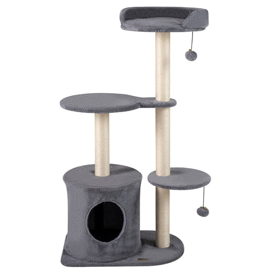 43" Cat Tree for Indoor Cats with Comfy Plush Perches and Sisal Scratching Posts, Gray Cat Trees Condos & Scratchers Gray at Gallery Canada