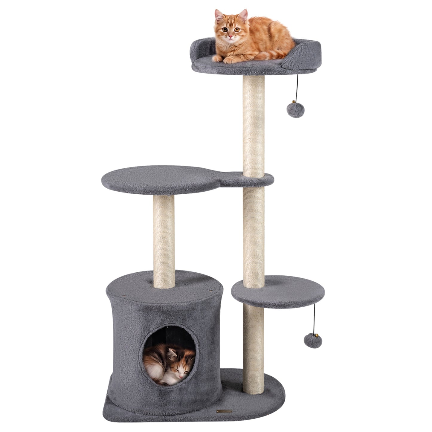 43" Cat Tree for Indoor Cats with Comfy Plush Perches and Sisal Scratching Posts, Gray Cat Trees Condos & Scratchers at Gallery Canada