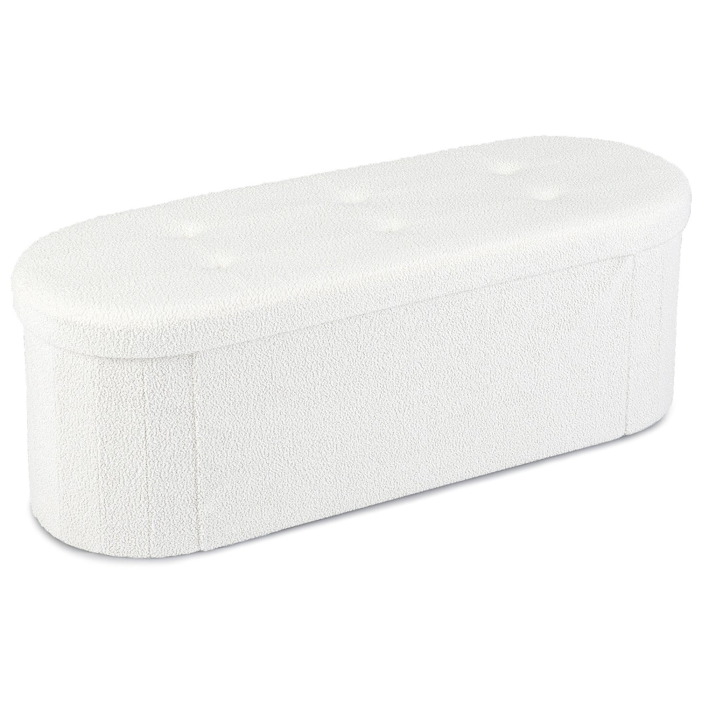 Pouf coffre de rangement Teddy pliable, 43", Beige