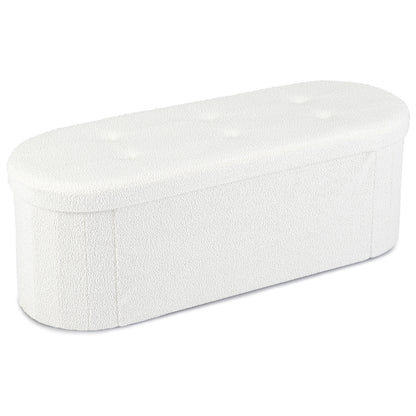 Pouf coffre de rangement Teddy pliable, 43", Beige