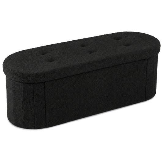 Folding Teddy Storage Ottoman Bench with Dividers, 43", Black Shoe Racks & Storage Benches Black at Gallery Canada