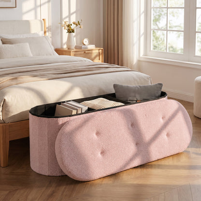 Banco de rangement pliable Teddy avec séparateurs, 43", rose