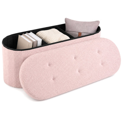 Banco de rangement pliable Teddy avec séparateurs, 43", rose