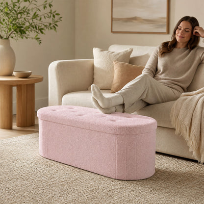 Banco de rangement pliable Teddy avec séparateurs, 43", rose