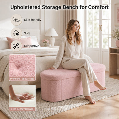 Banco de rangement pliable Teddy avec séparateurs, 43", rose