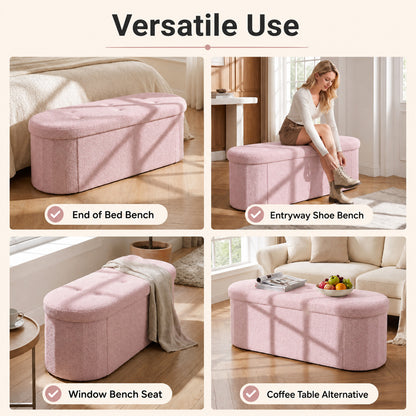 Banco de rangement pliable Teddy avec séparateurs, 43", rose