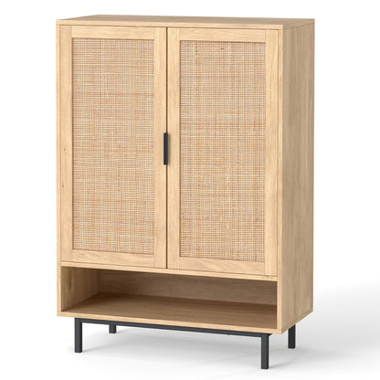 43 Inch 6-Tier Tall Shoe Cabinet with Double Doors, Natural Shoe Racks & Storage Benches Natural at Gallery Canada
