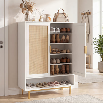 43 Inch 6-Tier Tall Shoe Cabinet with Double Doors, White Shoe Racks & Storage Benches at Gallery Canada