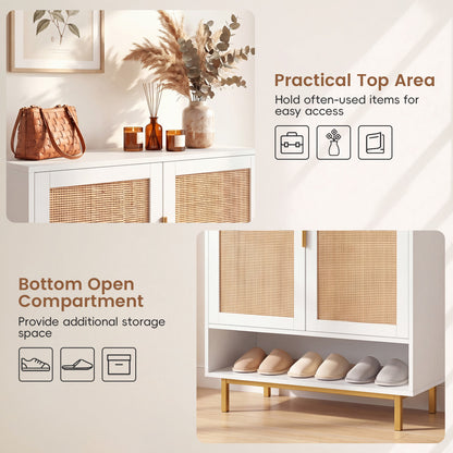 43 Inch 6-Tier Tall Shoe Cabinet with Double Doors, White Shoe Racks & Storage Benches at Gallery Canada