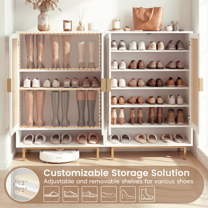 43 Inch 6-Tier Tall Shoe Cabinet with Double Doors, White Shoe Racks & Storage Benches at Gallery Canada