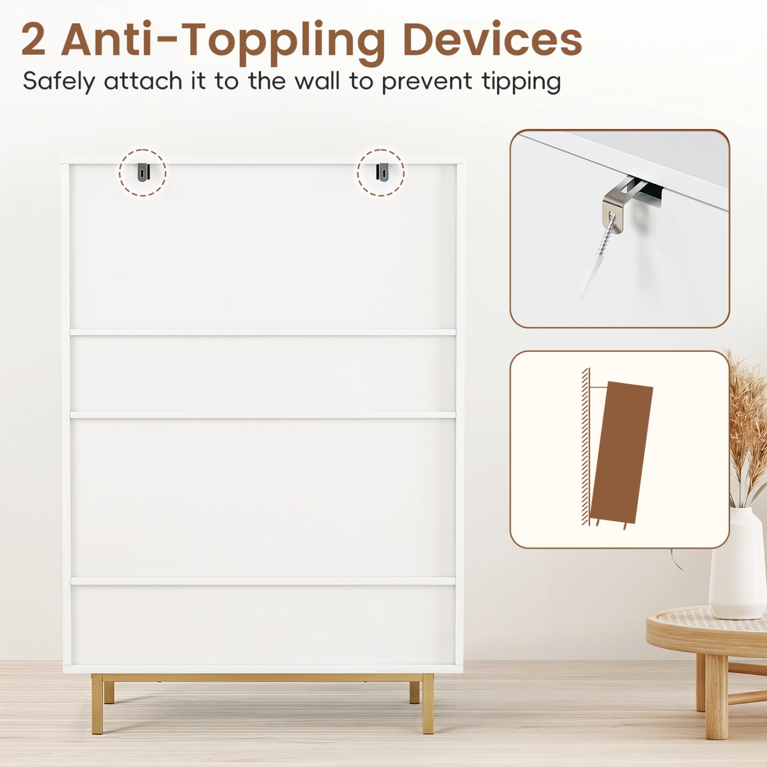43 Inch 6-Tier Tall Shoe Cabinet with Double Doors, White Shoe Racks & Storage Benches at Gallery Canada