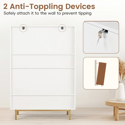 43 Inch 6-Tier Tall Shoe Cabinet with Double Doors, White Shoe Racks & Storage Benches at Gallery Canada