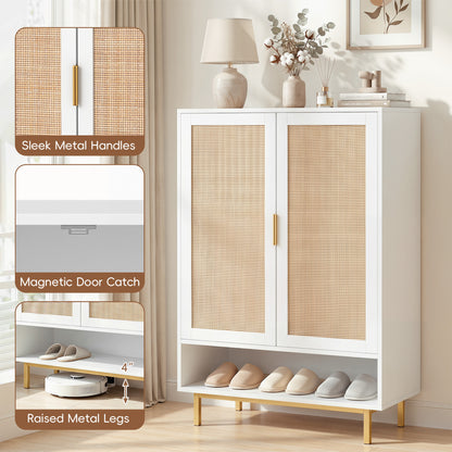 43 Inch 6-Tier Tall Shoe Cabinet with Double Doors, White Shoe Racks & Storage Benches at Gallery Canada