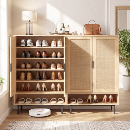 43 Inch 6-Tier Tall Shoe Cabinet with Double Doors, Natural Shoe Racks & Storage Benches at Gallery Canada