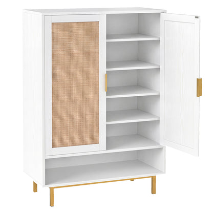 43 Inch 6-Tier Tall Shoe Cabinet with Double Doors, White Shoe Racks & Storage Benches at Gallery Canada