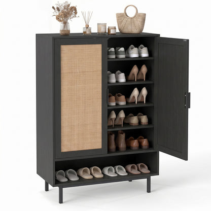 43 Inch 6-Tier Tall Shoe Cabinet, Black