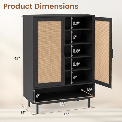43 Inch 6-Tier Tall Shoe Cabinet, Black