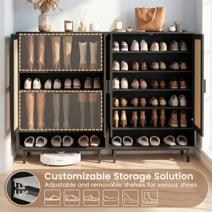 43 Inch 6-Tier Tall Shoe Cabinet, Black