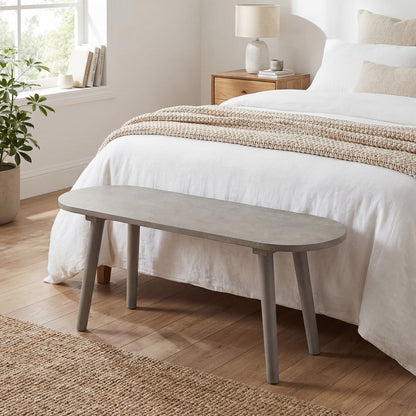 43 Inch Solid Wood Farmhouse Dining Bench Rustic Wooden Entryway Bench with Rubber Wood Legs, Gray