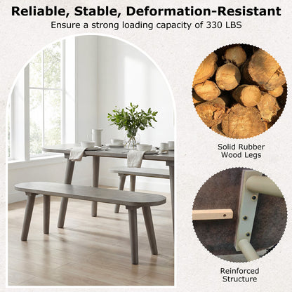 43 Inch Solid Wood Farmhouse Dining Bench Rustic Wooden Entryway Bench with Rubber Wood Legs, Gray