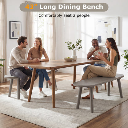43 Inch Solid Wood Farmhouse Dining Bench Rustic Wooden Entryway Bench with Rubber Wood Legs, Gray Dining Chairs at Gallery Canada