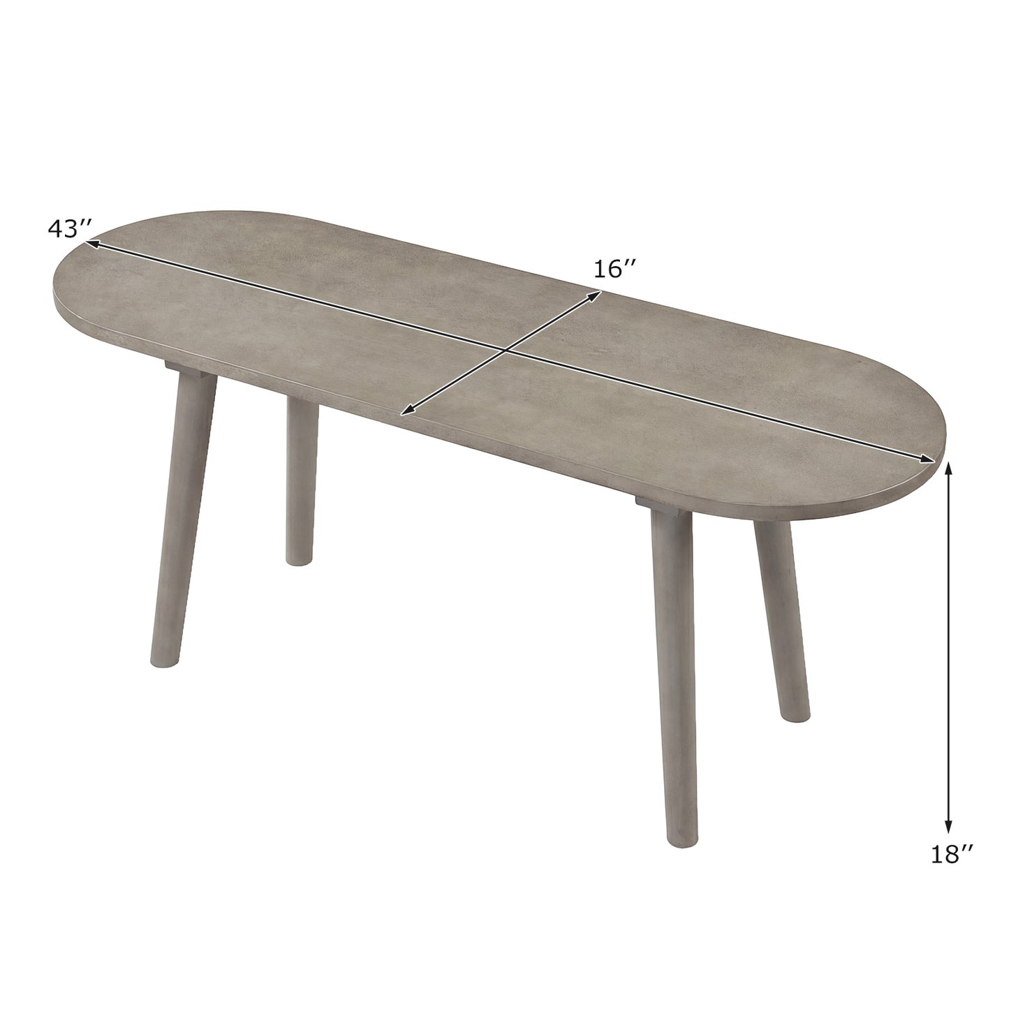 43 Inch Solid Wood Farmhouse Dining Bench Rustic Wooden Entryway Bench with Rubber Wood Legs, Gray Dining Chairs at Gallery Canada