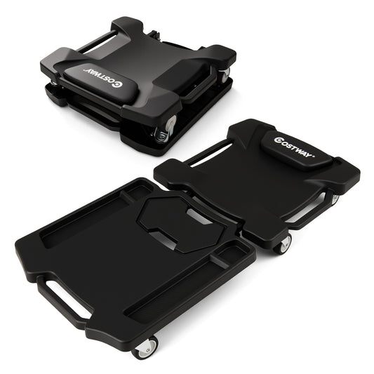 43 Inches Foldable Mechanic Creeper with Padded Headrest and Tool Trays-BK, Black Garages Black at Gallery Canada